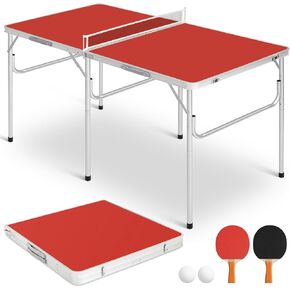 Mid-Size Portable Ping Pong Table, Compact Foldable Table Tennis Table Set w/Net, 2 Paddles & 2 Balls for Indoor Outdoor, Small Spaces and Apartments, Thickened Aluminum Frame in Kuwait