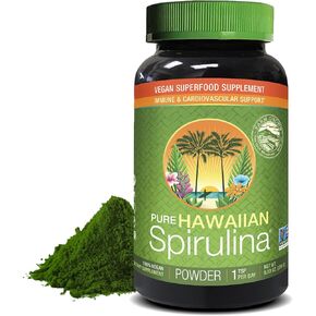 مسحوق سبيرولينا هاواي النقي من نوتريكس هاواي - أطعمة نباتية فائقة الجودة، مزروعة في المزرعة، غير معدلة وراثيًا، دعم المناعة والطاقة الخلوية، كمية تكفي 90 يومًا، 9.53 أونصة in Kuwait