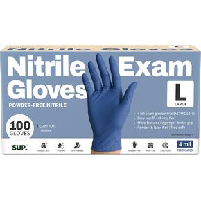 SUP Powder-Free Nitrile Exam Gloves, 100 Count Food Safe Latex-Free Medical Non-Sterile Cooking Disposable Glove, Blue in Kuwait