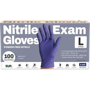 SUP Powder-Free Nitrile Exam Gloves, 100 Count Food Safe Latex-Free Medical Non-Sterile Cooking Disposable Glove, Blue Violet in Kuwait