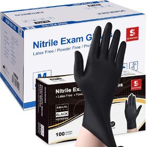 Schneider Black Nitrile Exam Gloves, 5 Mil Disposable Gloves, Latex Free & Powder Free, for Medical, Cleaning, Food Prep in Kuwait