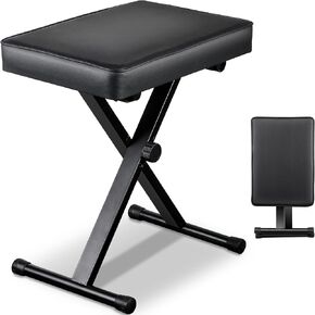 Smartxchoices Adjustable Piano Bench Padded Keyboard X-Style Bench Piano Stool Guitar Chair Piano Stand, Black in Kuwait