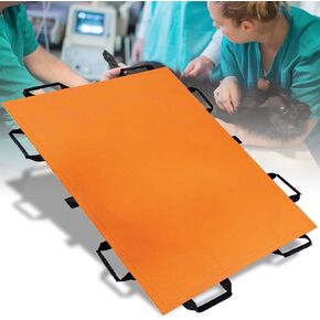 نقالة الحيوانات الأليفة للكلاب - حامل حيوانات للطوارئ، حد وزن 300 رطل، مقاس 44 بوصة × 28 بوصة، مع 8 أشرطة أمان لسهولة النقل (برتقالي) in Kuwait