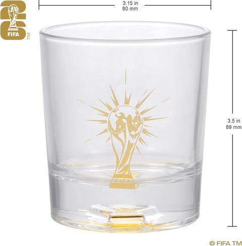 Official FIFA World Cup 2026 Edition - 8oz Whiskey Glass & Leather Coasters Gift Set - 2 of Each - Perfect for Parties, Bars, Tailgates, Mancaves & Gamedays - Once in a Lifetime Drinkware Set in Saudi Arabia