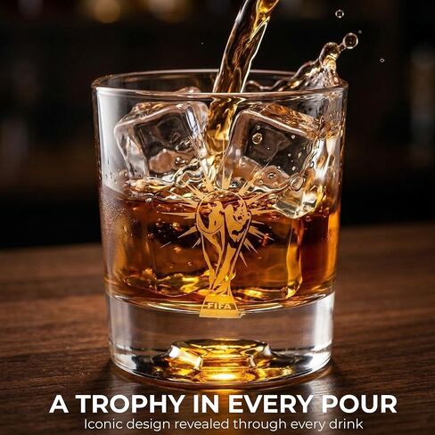 Official FIFA World Cup 2026 Edition - 8oz Whiskey Glass & Leather Coasters Gift Set - 2 of Each - Perfect for Parties, Bars, Tailgates, Mancaves & Gamedays - Once in a Lifetime Drinkware Set in Saudi Arabia