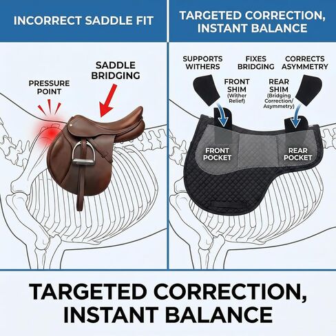 Felt Shims for English & Western Saddle Pad, Adjustable 5mm & 10mm Balance Pads for Horses, Shock Absorbing & Breathable Fit Pad Horse Saddle Correction System Black 12-Piece in Saudi Arabia