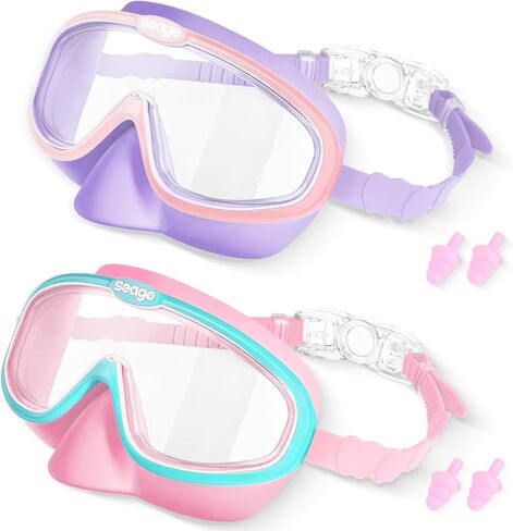 Seago Kids Swim Goggles 2 Pack for 3-12, Anti-Fog Clear View,Toddler Goggles with Nose Cover Swimming Goggles in Kuwait