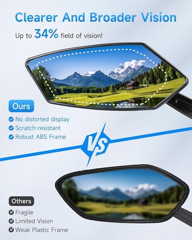 مرآة الدراجة، مرايا دراجة المقود، عدسة زجاجية عالية الدقة مقاومة للخدش، مرايا خلفية آمنة قابلة للدوران 360 درجة وقابلة للطي، مرآة رؤية خلفية للدراجة للسكوتر، الدراجة الإلكترونية، ملحقات الدراجة (زوج واحد) in Kuwait