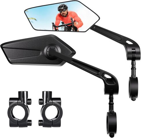 Bike Mirror Handlebar Mount, Bike Mirrors for Handlebars with Scratch Resistant Glass, 360°Adjustable Bike Rear View Mirror for Scooter, Motorcycle, Bikes (2 pack) in Saudi Arabia