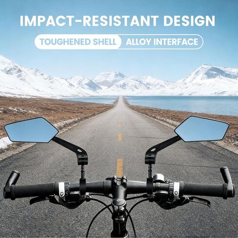 Bike Mirror Handlebar Mount, Bike Mirrors for Handlebars with Scratch Resistant Glass, 360°Adjustable Bike Rear View Mirror for Scooter, Motorcycle, Bikes (2 pack) in Saudi Arabia
