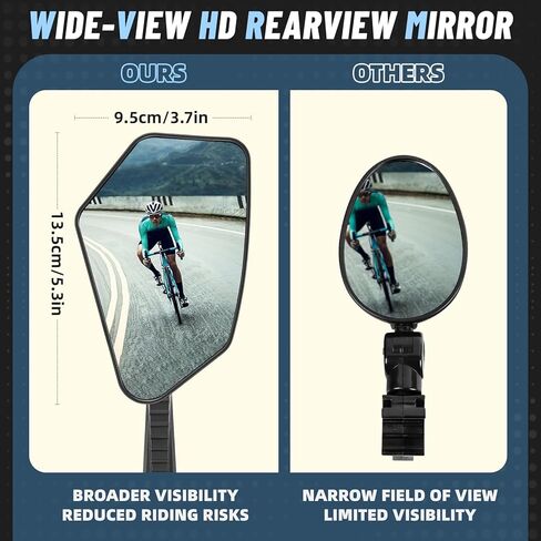 مرآة رؤية خلفية للدراجة قابلة للطي بزاوية 360 درجة وقابلة للتعديل تناسب القطر الداخلي 15-20 مم، لسكوتر الدراجة الإلكترونية على الطرق الجبلية للبالغين (عالمية لليسار واليمين) in Kuwait