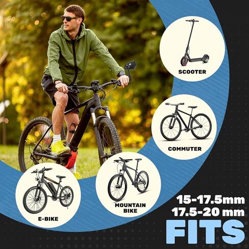 مرآة رؤية خلفية للدراجة قابلة للطي بزاوية 360 درجة وقابلة للتعديل تناسب القطر الداخلي 15-20 مم، لسكوتر الدراجة الإلكترونية على الطرق الجبلية للبالغين (عالمية لليسار واليمين) in Kuwait