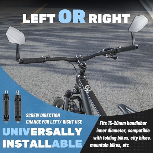 مرآة رؤية خلفية للدراجة قابلة للطي بزاوية 360 درجة وقابلة للتعديل تناسب القطر الداخلي 15-20 مم، لسكوتر الدراجة الإلكترونية على الطرق الجبلية للبالغين (عالمية لليسار واليمين) in Kuwait