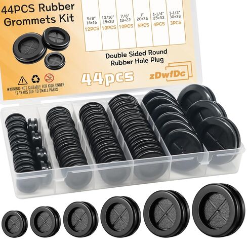44PCS Rubber Grommet Kit 6 Sizes (5/8",13/16",7/8",1",1-1/4",1-1/2") Rubber Grommets for Wiring DD040-kit in Kuwait