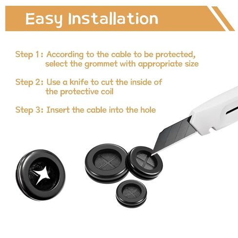 44PCS Rubber Grommet Kit 6 Sizes (5/8",13/16",7/8",1",1-1/4",1-1/2") Rubber Grommets for Wiring DD040-kit in Kuwait