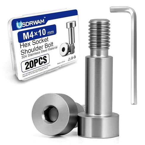 20 Pcs M4×10mm Shoulder Bolt, 304 Stainless Steel Thread Hex Socket Shoulder Bolts for Hydraulic Injection Molding Machinery Industries in Saudi Arabia