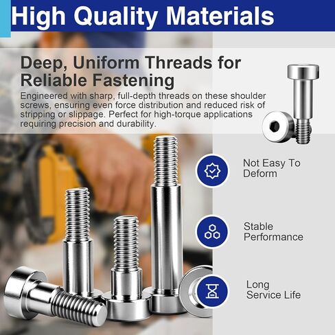 20 Pcs M4×10mm Shoulder Bolt, 304 Stainless Steel Thread Hex Socket Shoulder Bolts for Hydraulic Injection Molding Machinery Industries in Saudi Arabia