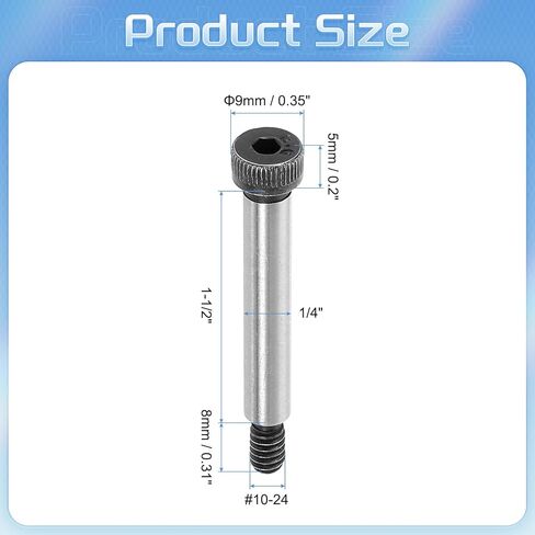 uxcell Alloy Steel Hexagon Socket Head Shoulder Screws Bolt, 1-1/2" Shoulder Length, 1/4" Shoulder Dia, #10-24 Thread, 5pcs in Saudi Arabia