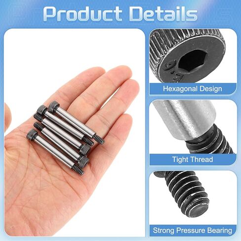 uxcell Alloy Steel Hexagon Socket Head Shoulder Screws Bolt, 1-1/2" Shoulder Length, 1/4" Shoulder Dia, #10-24 Thread, 5pcs in Saudi Arabia