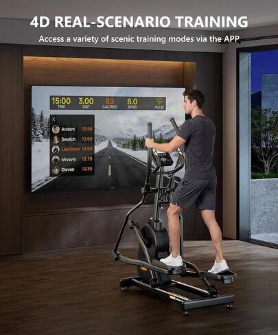 آلة التمرين البيضاوية من THERUN، آلة بيضاوية للاستخدام المنزلي، آلات تدريب بيضاوية مغناطيسية مع خطوة 20 بوصة ومقاومة 32 مستوى، تحميل 350 رطل، مستشعر النبض، اتصال التطبيق in Kuwait