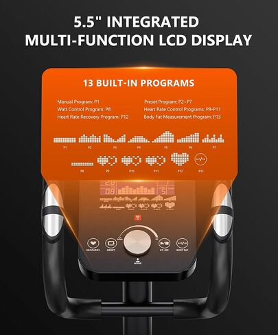 آلة التمرين البيضاوية من THERUN، آلة بيضاوية للاستخدام المنزلي، آلات تدريب بيضاوية مغناطيسية مع خطوة 20 بوصة ومقاومة 32 مستوى، تحميل 350 رطل، مستشعر النبض، اتصال التطبيق in Kuwait