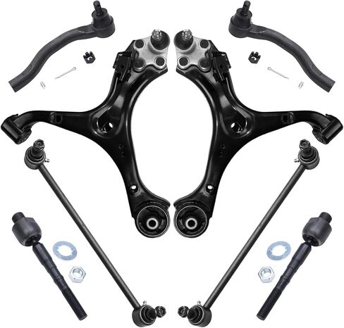 Detroit Axle-8pc مجموعة تعليق الواجهة الأمامية لـ Acura 2013-2015 ILX 2012-2015 Honda Civic ، 2 أذرع التحكم السفلية مع مفاصل الكرة 4 نهايات قضيب التعادل الداخلي والخارج in Kuwait