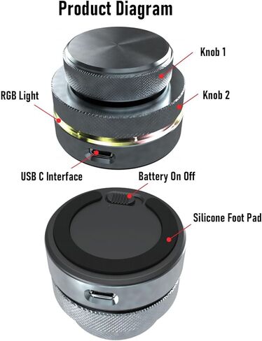 مقبض التحكم في مستوى الصوت USB VBESTLIFE، 2.4G BT USB C سلكي للتحكم في مستوى الصوت مع ضوء RGB، وحدة تحكم الوسائط المتعددة لأجهزة Android والكمبيوتر الشخصي والهاتف in Saudi Arabia