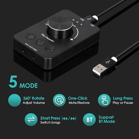 مقبض التحكم في مستوى الصوت من دوكولر، وحدة تحكم في مستوى صوت الكمبيوتر USB مع وظيفة كتم الصوت بنقرة واحدة و3 أوضاع للتحكم في مستوى الصوت، التوصيل والتشغيل، وحدة تحكم في مستوى الصوت بمقبض USB للكمبيوتر الشخصي والكمبيوتر المحمول in Saudi Arabia