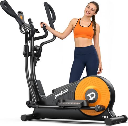 pooboo Elliptical Exercise Machine,Elliptical Machine for Home with Hyper-Quiet Magnetic Driving System&LCD Monitor, Elliptical Trainers with 15.5-17IN Stride,16 Resistance Levels in Kuwait