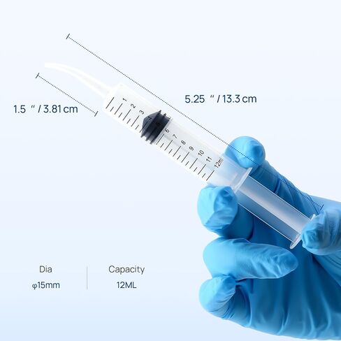 JMU 5 Pack 12ml Syringe With Graduation, Dental Irrigation Syringe with Curved Tip for Teeth Cleaning Dental Oral Care in Saudi Arabia