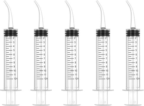 JMU 5 Pack 12ml Syringe With Graduation, Dental Irrigation Syringe with Curved Tip for Teeth Cleaning Dental Oral Care in Kuwait