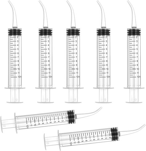 JMU 5 Pack 12ml Syringe With Graduation, Dental Irrigation Syringe with Curved Tip for Teeth Cleaning Dental Oral Care in Saudi Arabia