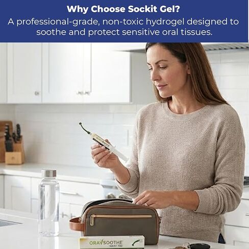 Sockit Hydrogel Oral Wound Dressing – 10g Single Applicator Syringe – Drug-Free, Natural Hydrogel for Oral Care & Comfort – Includes Instructions in Kuwait