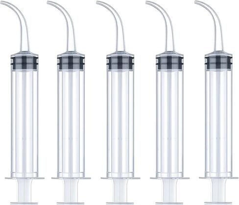 Wisdom Teeth Syringe - Pack of 5 Dental Curved Tip Syringe with Measuring Scale - Oral Care and Tonsil Stone Irrigation Syringes in Kuwait