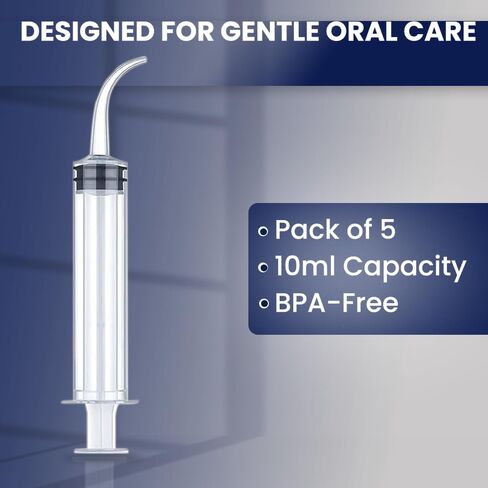 Wisdom Teeth Syringe - Pack of 5 Dental Curved Tip Syringe with Measuring Scale - Oral Care and Tonsil Stone Irrigation Syringes in Kuwait