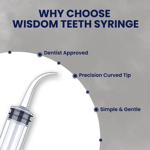 Wisdom Teeth Syringe - Pack of 5 Dental Curved Tip Syringe with Measuring Scale - Oral Care and Tonsil Stone Irrigation Syringes in Kuwait