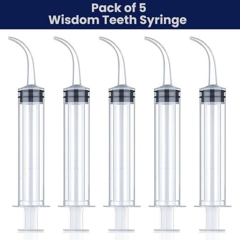 Wisdom Teeth Syringe - Pack of 5 Dental Curved Tip Syringe with Measuring Scale - Oral Care and Tonsil Stone Irrigation Syringes in Kuwait