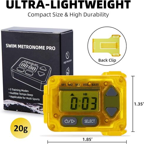 Waterproof Audible Swim Metronome, Stroke Timer with Three Training Modes, Adjustable Swimming Tempo, Multi-Functional Tempo Suitable for Swimming and Other Sports in Saudi Arabia