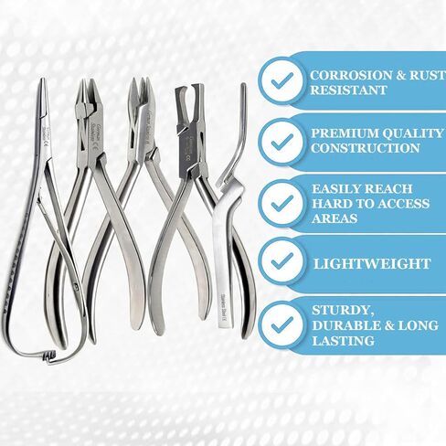 A2Z 5 قطع كماشة تقويم الأسنان مجموعة الأسنان تتضمن مزيل الدعامات 3 شقوق Aderer Bird Beak Mathieu Ligature مرن لوضع الزردية المفصلية للورق الذي يحمل الملقط وأدوات الفولاذ المقاوم للصدأ in Saudi Arabia