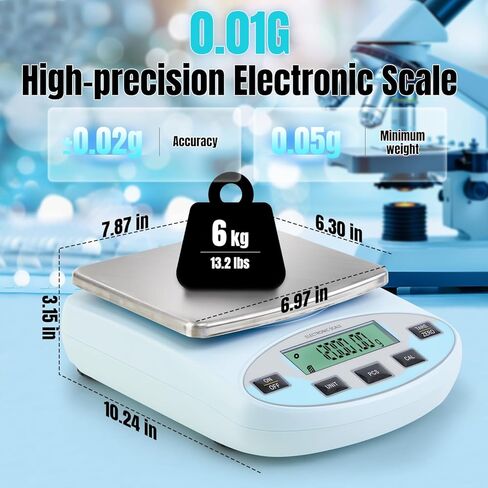 Lab Scale 6000g x 0.01g Digital Scale 0.01g Gram Accuracy, High Precision Electronic Analytical Balance, 13 Unit Conversion Scale for Kitchen Laboratory Jewelry Scientific Weighing (500g*2) in Kuwait