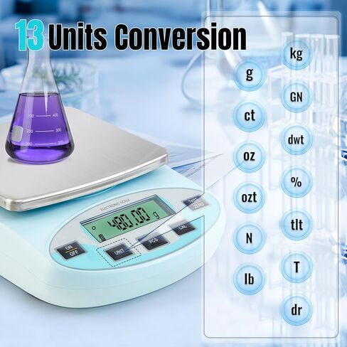 Lab Scale 6000g x 0.01g Digital Scale 0.01g Gram Accuracy, High Precision Electronic Analytical Balance, 13 Unit Conversion Scale for Kitchen Laboratory Jewelry Scientific Weighing (500g*2) in Kuwait