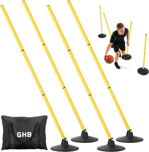 GHB Agility Poles 4 Pack 50" Rebound Sports Basketball Training Poles,Detachable Speed Training Equipment Football Accessories with Rubber Base in Kuwait