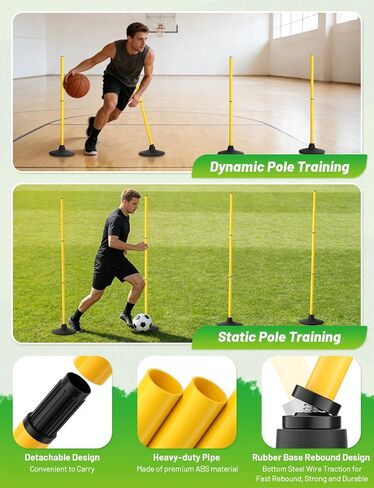 GHB Agility Poles 4 Pack 50" Rebound Sports Basketball Training Poles,Detachable Speed Training Equipment Football Accessories with Rubber Base in Kuwait