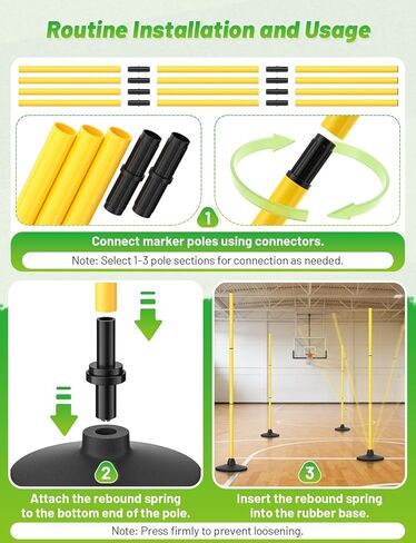 GHB Agility Poles 4 Pack 50" Rebound Sports Basketball Training Poles,Detachable Speed Training Equipment Football Accessories with Rubber Base in Kuwait