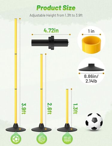 GHB Agility Poles 4 Pack 50" Rebound Sports Basketball Training Poles,Detachable Speed Training Equipment Football Accessories with Rubber Base in Kuwait