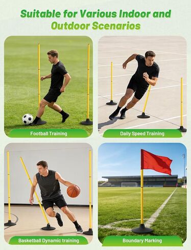 GHB Agility Poles 4 Pack 50" Rebound Sports Basketball Training Poles,Detachable Speed Training Equipment Football Accessories with Rubber Base in Kuwait