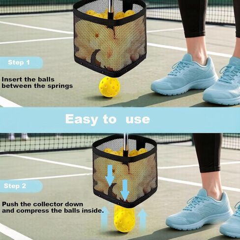 قادوس مسترد الكرة مع حامل علوي، جزء علوي خفيف الوزن لالتقاط الكرة مع مقبض قابل للتعديل مقاس 30-40 بوصة وحزام كتف، جامع كرات محمول لكرات المخلل والتنس وتنس الطاولة in Kuwait