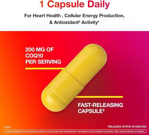 مكملات MegaRed Advanced CoQ10 - 200 مجم لكل جرعة، مضاد أكسدة قوي يدعم إنتاج الطاقة الخلوية ويحمي من الجذور الحرة* - 30 كبسولة من الإنزيم المساعد Q10، 30 وجبة in Kuwait