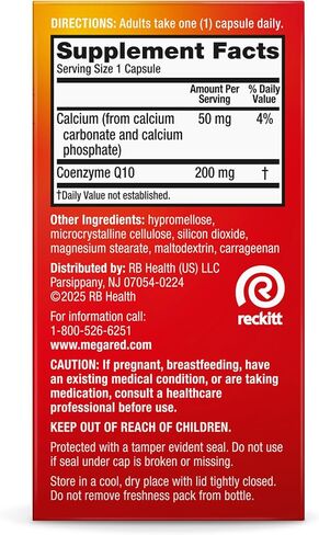 مكملات MegaRed Advanced CoQ10 - 200 مجم لكل جرعة، مضاد أكسدة قوي يدعم إنتاج الطاقة الخلوية ويحمي من الجذور الحرة* - 30 كبسولة من الإنزيم المساعد Q10، 30 وجبة in Kuwait