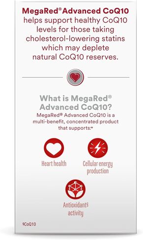 مكملات MegaRed Advanced CoQ10 - 200 مجم لكل جرعة، مضاد أكسدة قوي يدعم إنتاج الطاقة الخلوية ويحمي من الجذور الحرة* - 30 كبسولة من الإنزيم المساعد Q10، 30 وجبة in Kuwait